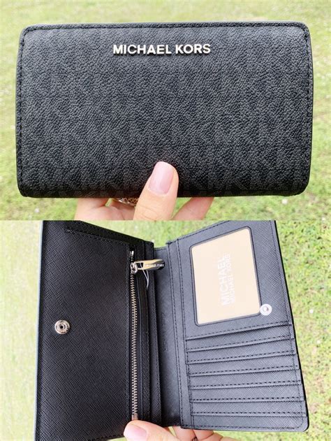 michael michael kors jet set travel medium slim wallet black|michael kors zippered wallet.